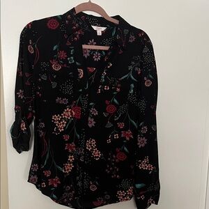 Candie's Black Blouse with Floral Design